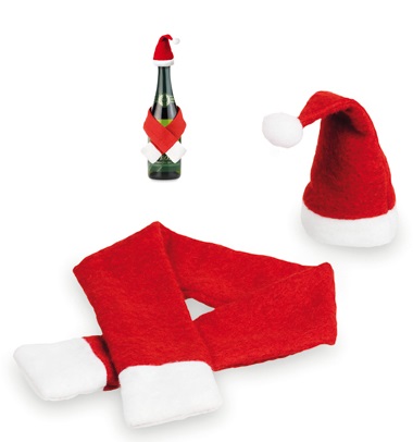 kerstmuts voor wijnfles en champagnefles